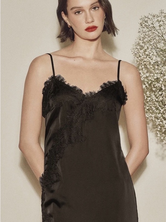RW&CO. Other - RW&CO. Black Satin Lace-Trim Slip